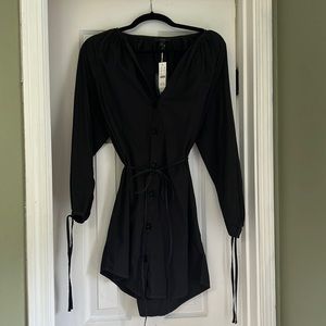 Black shirt dress with tie